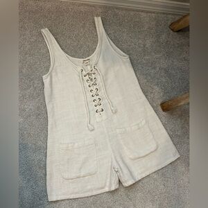Billabong White Lace-Up Romper, size M